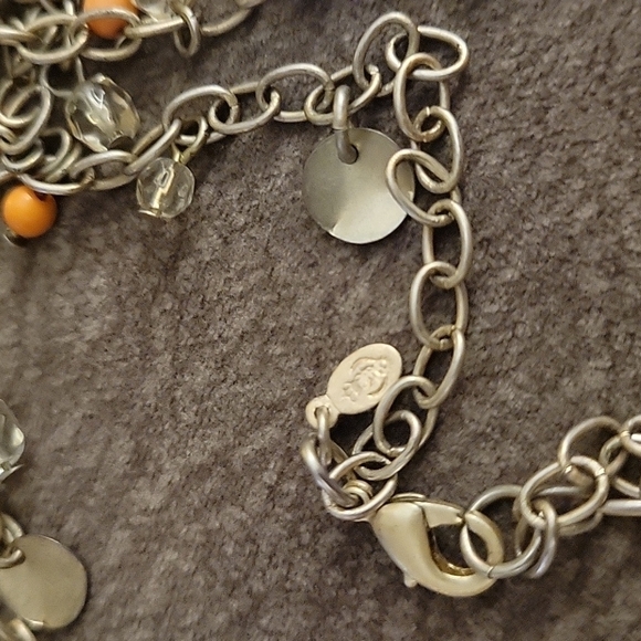 PREMIER DESIGNS Orange Gold Dangle Beaded Fringe Chain Necklace - Picture 7 of 9